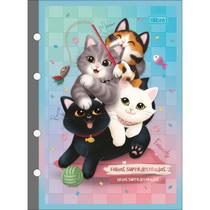 Refil Tiliflex para Caderno Argolado Colegial Purrfect Cats 80 Folhas