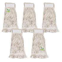 Refil Úmido Mop Esfregão Algodão 330g Com Cinta - Kit 5 Unidades Para Limpeza Úmida Retenção de Líquidos e Sujidades