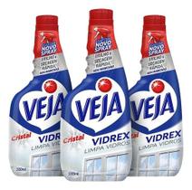 Refil Veja Vidrex Cristal 500ml Limpa-vidros Vidro Kit Com 3