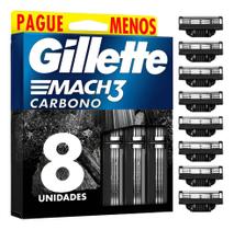 Refils Gillette Mach3 Carbono Leve 8 Unidades
