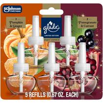 Refis de purificador de ar Glade Plugins com aroma de abóbora e gengibre, romã e groselha, 20 ml, pacote com 5 Refis de purificador de ar Glade Plugins com aroma de abóbora e gengibre, romã e groselha, 20 ml, pacote com 5