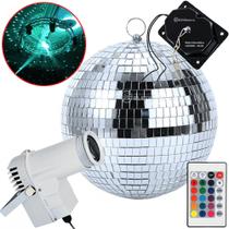 Refletor 1 Globo Bola Espelhado 30cm Rgb Motor Giratório Iluminação KIT006 194882BR REFG30 REFMT