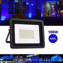 Refletor 100W LED SMD Slim Mini Holofote Azul IP67 Bivolt - LED Force