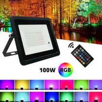 Refletor 100W LED SMD Slim Mini Holofote RGB Colorido IP67 Bivolt - LED Force