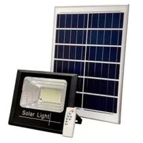 Refletor 300W + Painel Solar LED Branco IP67 + Controle Remoto - Iluminação Int e Ext