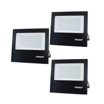 Refletor Avant Led 100W Bivolt Preto 6500K 3 Unidades