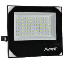 Refletor de Led Luz Branca Bivolt 50w Ip65 Preto Slim50 Avant