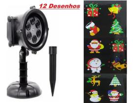 Refletor Espeto De Natal Laser Jardim Casa 12 Desenhos Noel