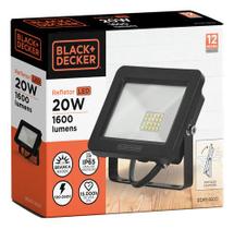 Refletor Externo Jardim ECO LED Black+Decker Luz Branca 20W IP65 6500K 100-240V Refletor Externo Jardim ECO LED Black+Decker Luz Branca 20W IP65 6500K 100-240V