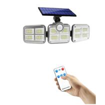 Refletor Grande de 120 Led Com Painel Solar Giratório Sensor De Movimento Controle Remoto