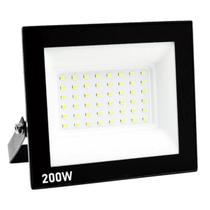 Refletor Holofote Lampada Luz Led Branco Frio De Natal Iluminação Para Piscina Fachada Loja Quadra Esportiva Jardim Externo Preto A Prova D Agua 200W