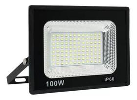 Refletor Holofote Led 100w A Prova D'agua Bivolt Branco Frio Cor