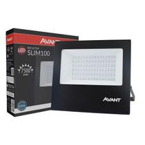 Refletor Holofote Led 100w Slim Branco Frio 6500k Ip65 Avant Cor Da Luz Branco-frio Cor Da Carcaça Preto Voltagem 110v/220v (Bivolt)