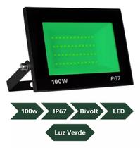 Refletor Holofote Led 100w Verde Prova Dagua Luminária Ip67 Iluminação Externa Varanda Jardim - aaatop