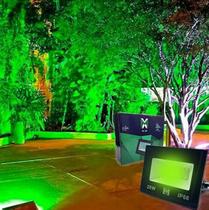 Refletor holofote LED 20w Verde Bivolt para Jardim Decoração Paisagismo Ambiente Interno e Externo a prova d'água