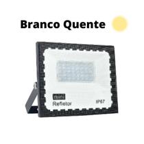 Refletor Holofote Led 30w Branco Quente Prova D'agua Bivolt Jardim - Athlanta