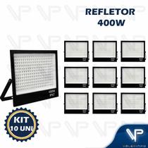 Refletor holofote led floodlight 400w 6500k(branco frio)bivolt ip67 kit10