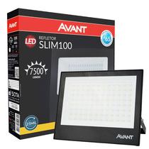 Refletor Holofote Led Slim 100w Branco Quente Luz Amarela Bivolt Resiste Água 3000k Blindado- Avant