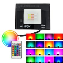 Refletor Holofote RGB 50W LED 16 Opções De Cores Iluminação De Palco Com Controle Remoto 609713