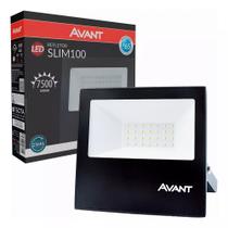 Refletor Holofote Slim LED 100W Luz Branca Fria 6500K 7500 Lumens IP66 Prova d'água Bivolt 110/220 Avant