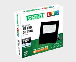 Refletor Holofote Tr Slim Preto 30w Bivolt 6500k Taschibra