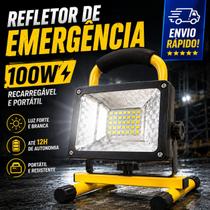 Refletor LED 100W Portátil Recarregável Bateria Sem Fio Luz Emergência SOS Para Camping E Oficina Paylow Refletor LED 100W Portátil Recarregável Bateria Sem Fio Luz Emergência SOS Para Camping E Oficina Paylow