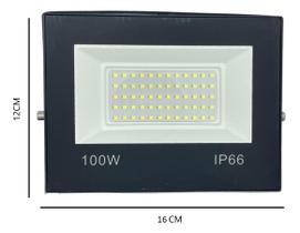 Refletor Led 100w Smd Ip66 Holofote 6500k Preto Branco-frio