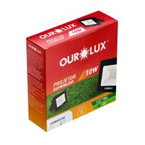 REFLETOR LED 10W 6500K Biv 800 lum Preto - OUROLUX
