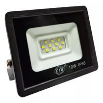 Refletor Led 10w Corpo Preto Ip66 Holofote Branco Quente