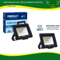 Refletor Led 10w Holofote Bivolt Branco Frio Prova D'Agua - FORTLED