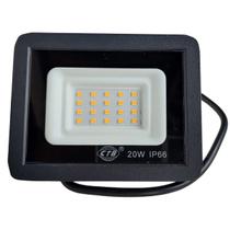 Refletor Led 20w Prova Dágua Ip66 Holofote Branco Quente