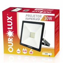 REFLETOR LED 30W 6500K Biv 2400 lum Preto - OUROLUX