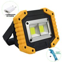 Refletor LED 30W Portátil Recarregável LED COB IP65 Amarelo + Chaveiro CBRN18024 Refletor LED 30W Portátil Recarregável LED COB IP65 Amarelo + Chaveiro CBRN18024