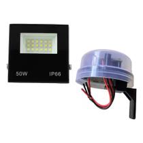 Refletor LED 50w Externo + Relé Fotocélula Liga/Desliga Automático Bivolt