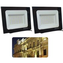 Refletor Led 50w Holofote Luz Branco Frio Área Externa Kit 2