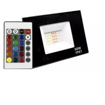 Refletor Led 50w Rgb Colorido Com Controle Led Smd Tope