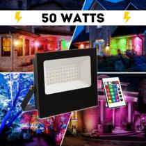 Refletor LED 50W RGB Colorido SMD Ip66 Uso Externo Resistente Água Bivolt