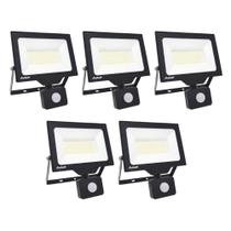 Refletor Led Avant 50w 6500k Sensor Presença Bivolt 5 Und