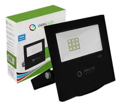 Refletor Led Cob Preto 10w Bivolt Branco Frio Ip65