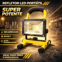Refletor LED Emergência 100W Potênte Recarregável Portátil Refletor LED Emergência 100W Potênte Recarregável Portátil