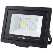 Refletor Led Everled 50W 4.000Lm Branco Frio 6.500K Bivolt à Prova de Água Chuva Holofote Projetor