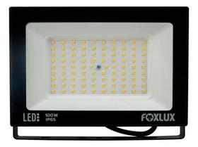 Refletor Led Foxlux 100w IP65 3000k Preto Bivolt