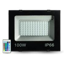 Refletor LED Holofote 100w SMD Prova D'Água Rgb Colorido c/ Controle IP66