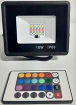 Refletor Led Holofote 10w Bivolt Rgb Colorido C/ Controle - iluminas