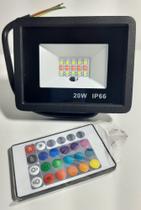 Refletor Led Holofote 20w Bivolt 80% Rgb Colorido C/ Controle