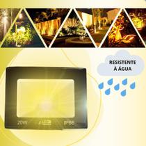 Refletor Led Holofote 20W Bivolt IP66 Amarelo Prova D'agua