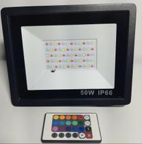 Refletor Led Holofote 50w Bivolt 80% Rgb Colorido C/ Controle