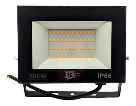 Refletor Led Luz Amarela 100w A Prova De Água 3000k Bivolt Quintal IP66 Decoração