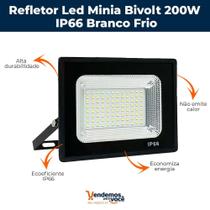 Refletor Led Minia Bivolt 200W IP66 Branco Frio