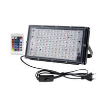 Refletor LED RGB 50W 100W 150W IP65 Holofote Externo AC220V Com Controle Remoto Colorido